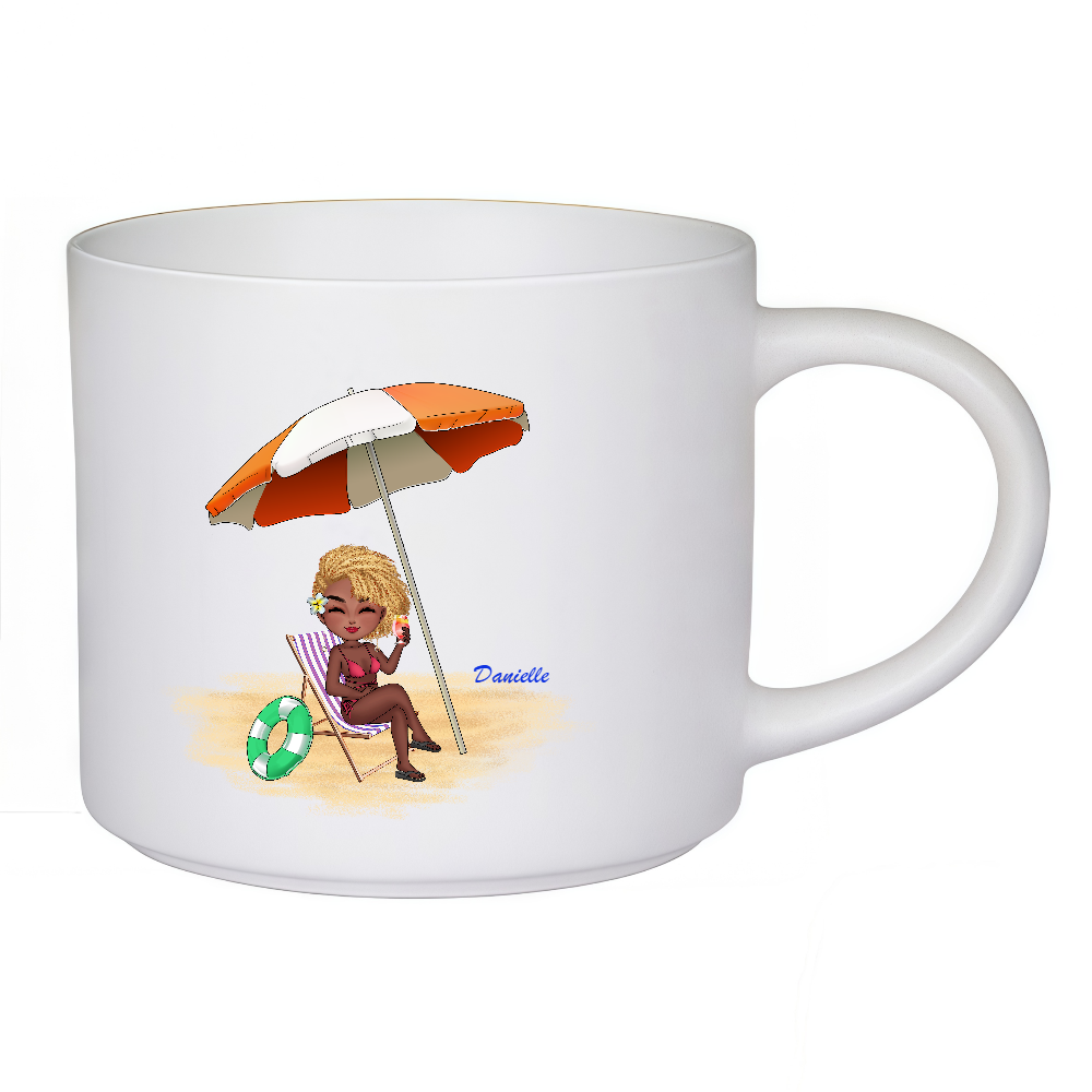 Personalized Cartoon Beach Girl Coffee Cup Ceramic Mug Birthday Gift for Her