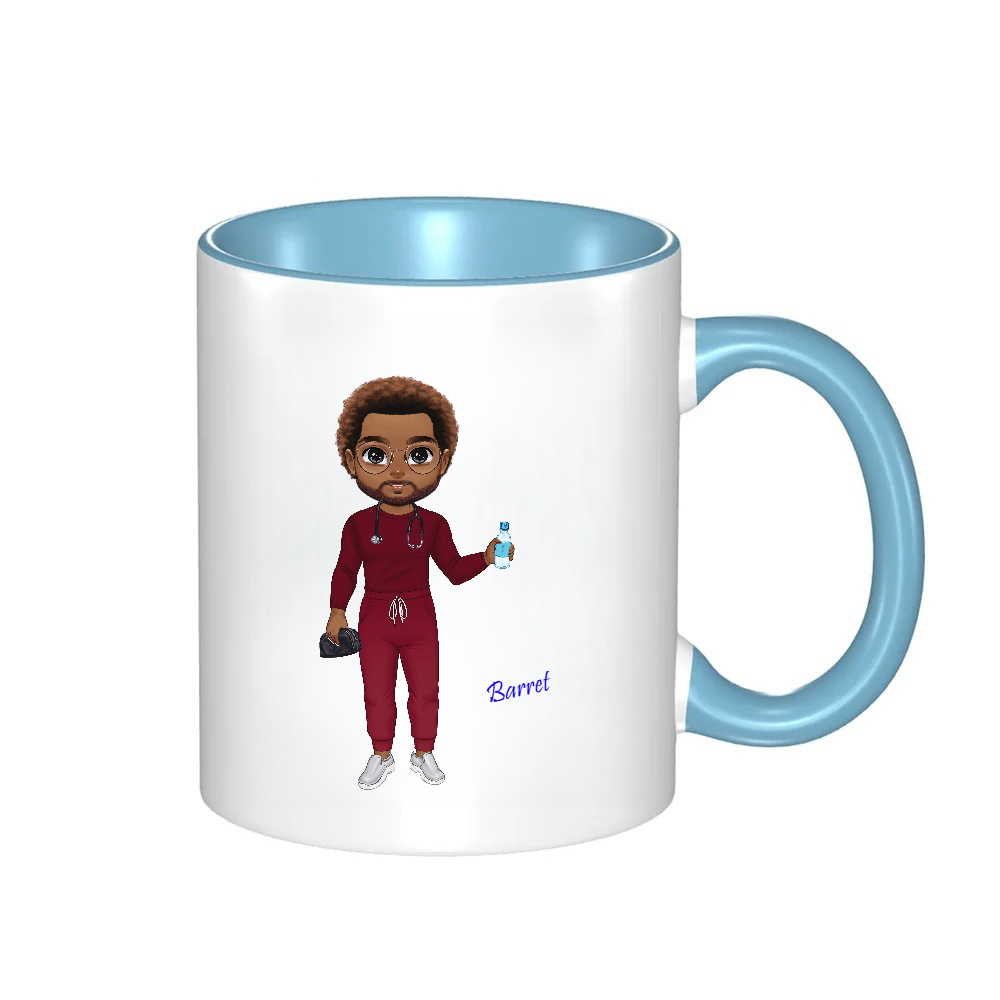 Personalized Cartoon Medical Character Coffee Cup Ceramic Mug Birthday Gratitude Gift for Nurse Doctor Medical Staff