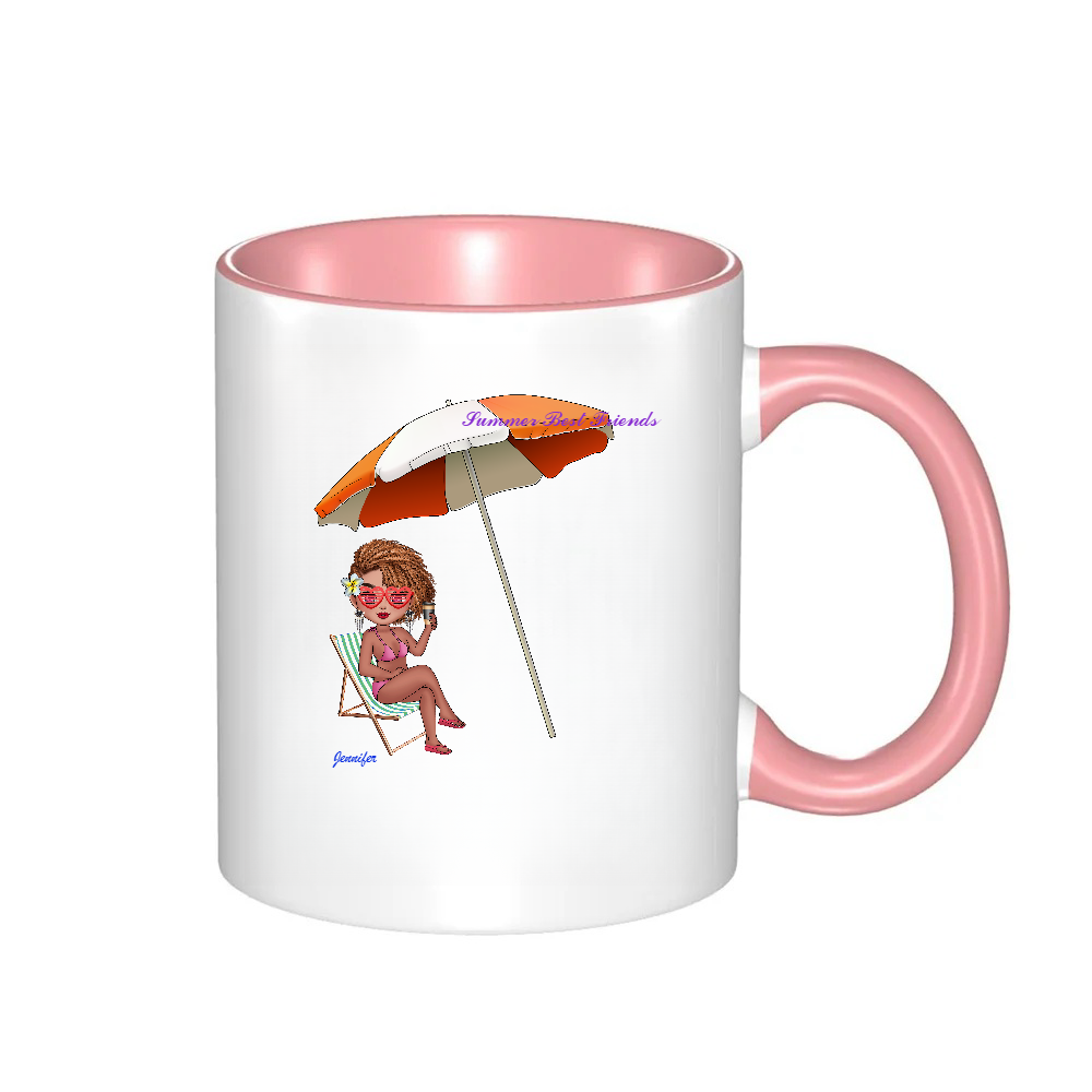 Personalized Cartoon Best Friends Summer Coffee Cup Ceramic Mug Birthday Gift for Friend