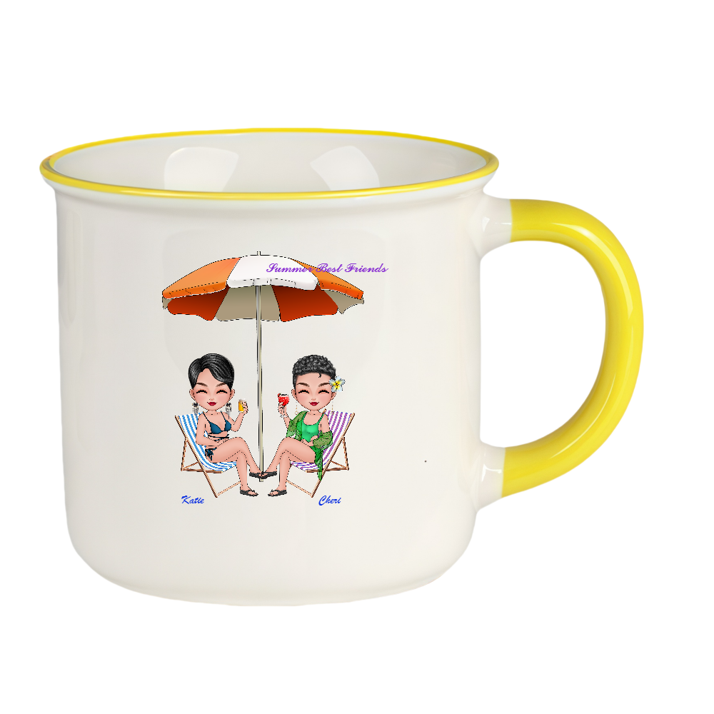 Personalized Cartoon Summer Best Friends Coffee Cup Ceramic Mug Birthday Gift for Friend