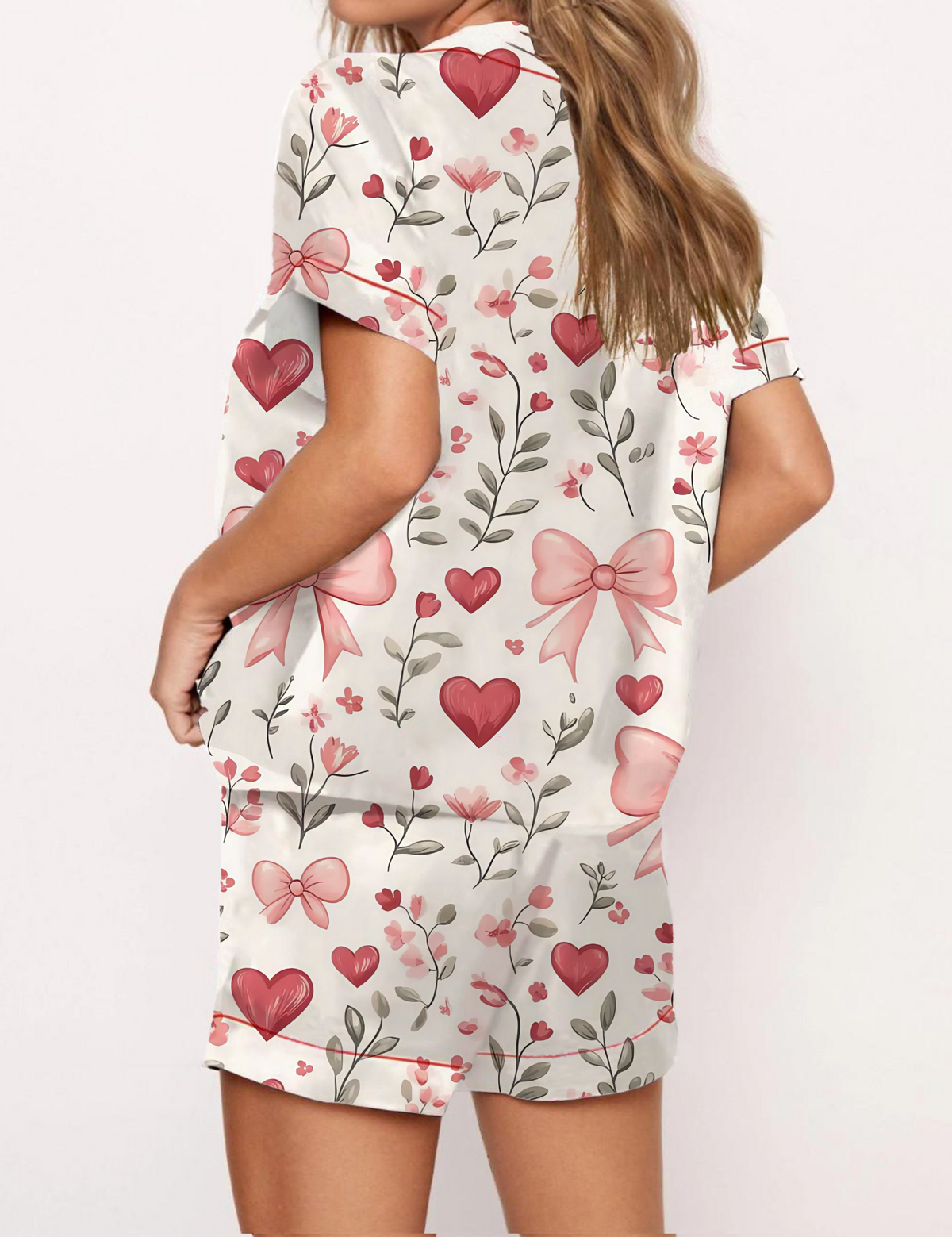 Valentines Day Love Satin Pajama Short Set