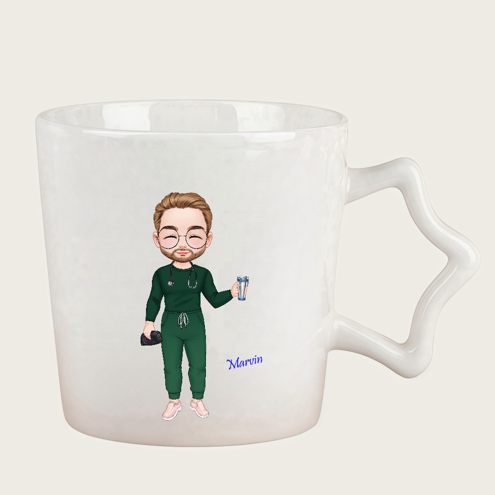 Personalized Cartoon Medical Character Coffee Cup Ceramic Mug Birthday Gratitude Gift for Nurse Doctor Medical Staff