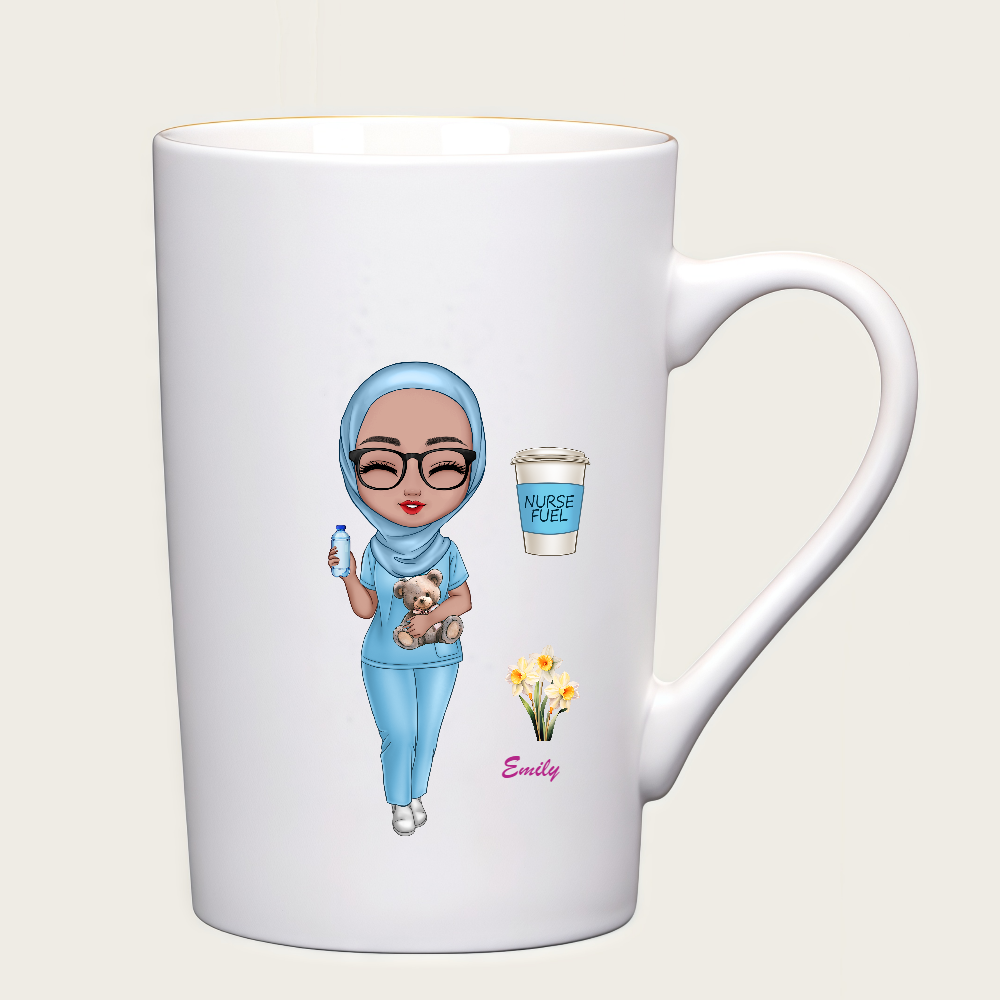 Personalized Doctor Coffee Cup Cartoon Ceramic Mug with Birth Flower and Name