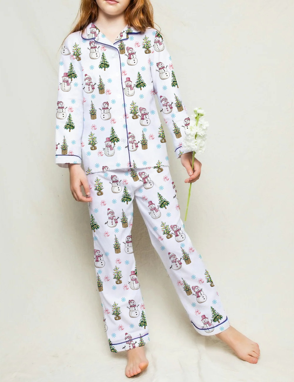 Christmas Snowman Kid's Silky Satin Pajama Set 