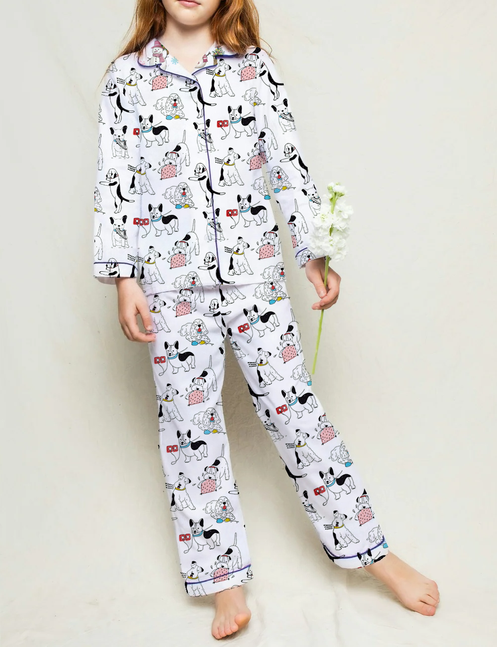 Mischievous Dog Kid's Silky Satin Pajama Set 