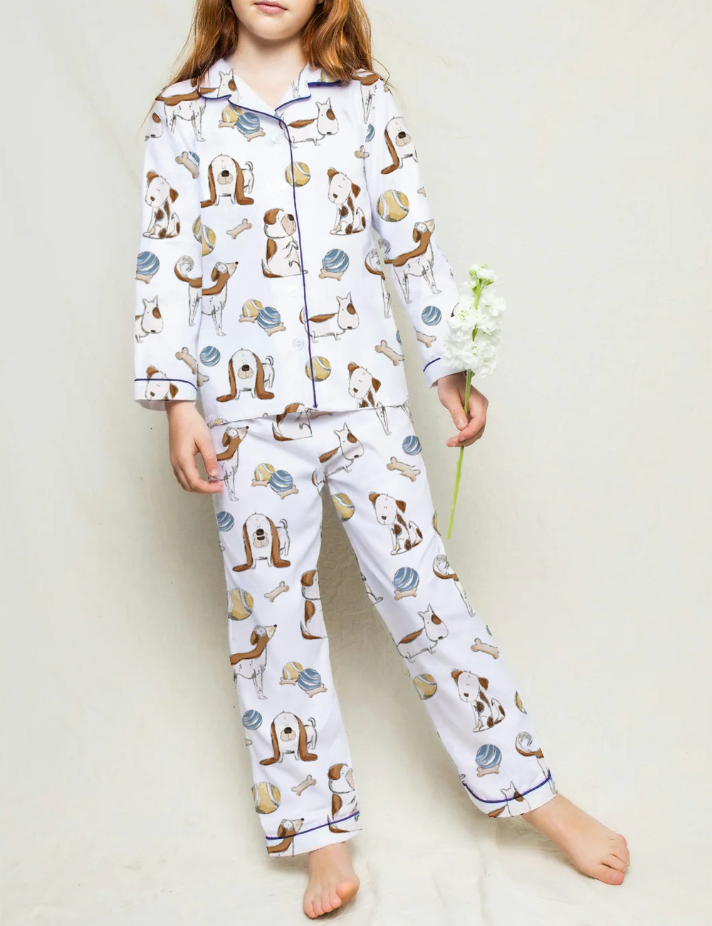 Cartoon Dog Kid's Silky Satin Pajama Set 