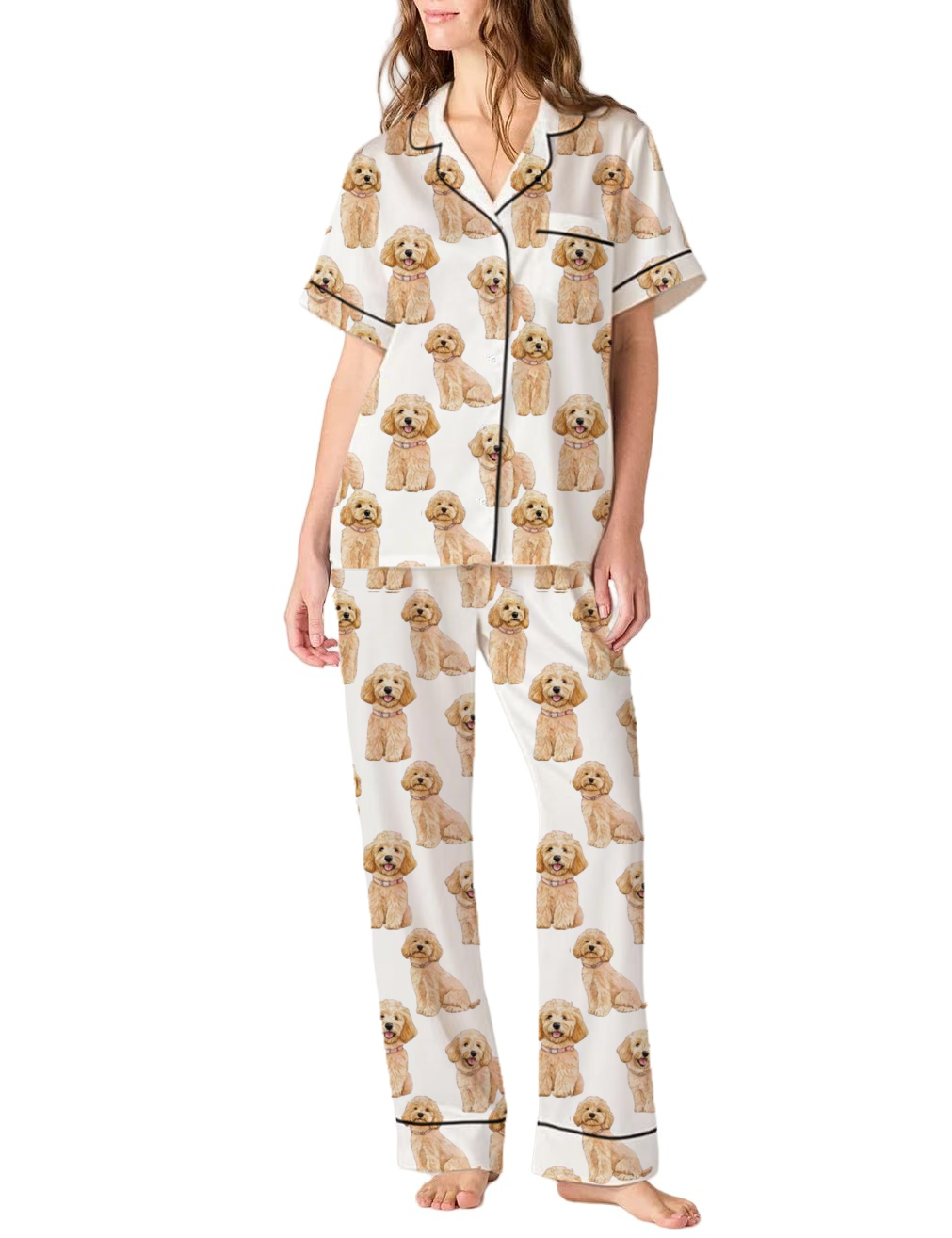 Teddy Silky Satin Pajama Pants Set For Women