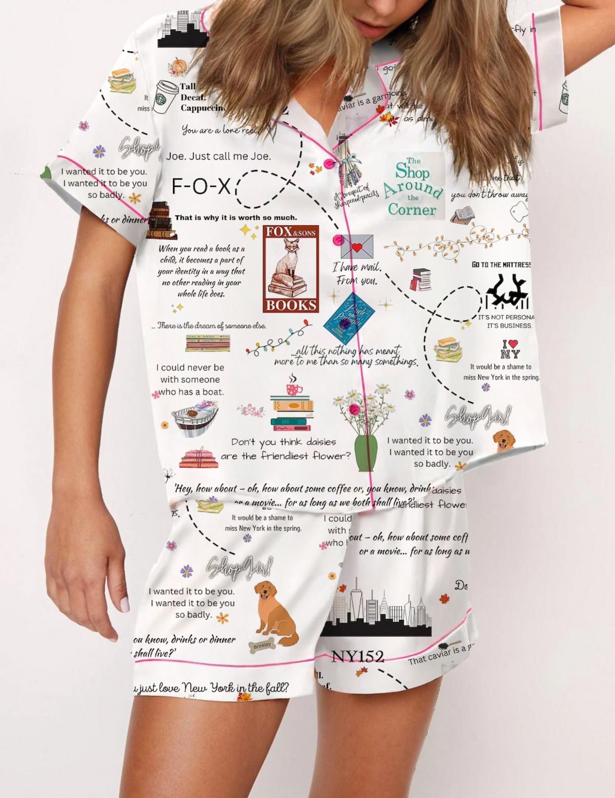 You've Got Mail Silky Satin Pajama Short Set For Women