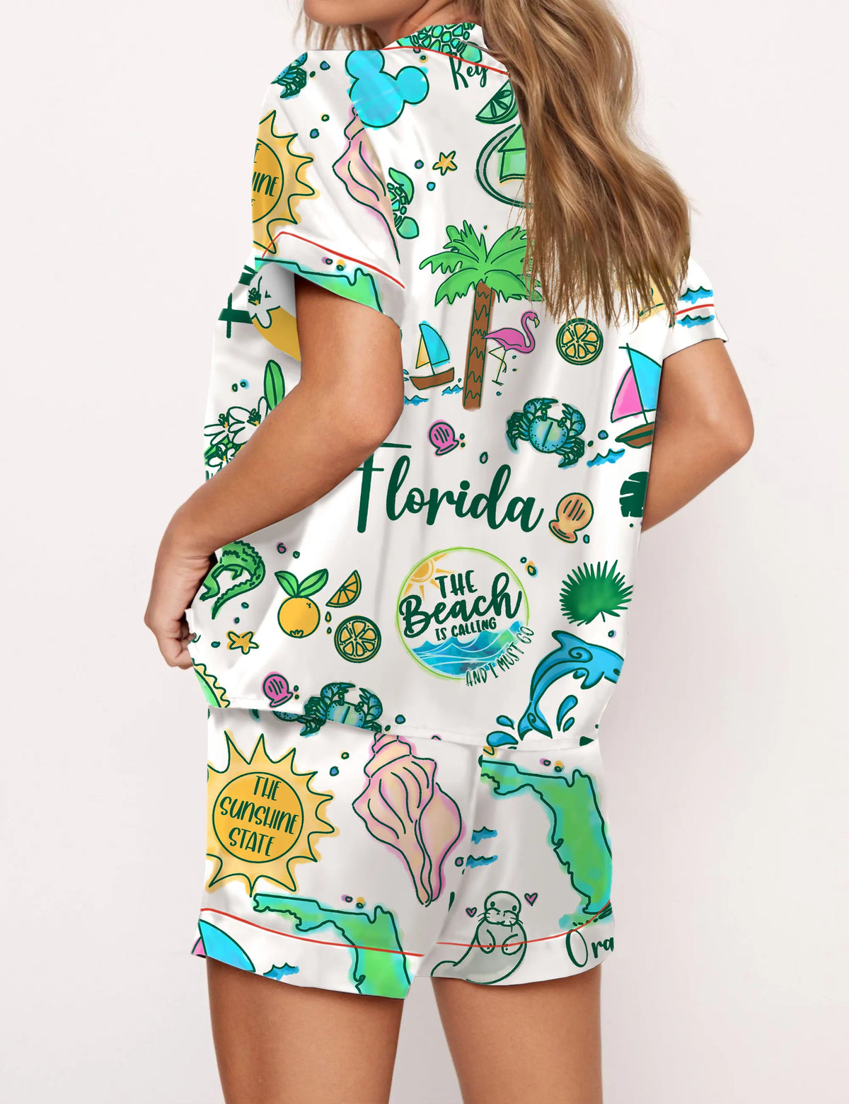 Florida Hand Satin Pajama Set For Women	