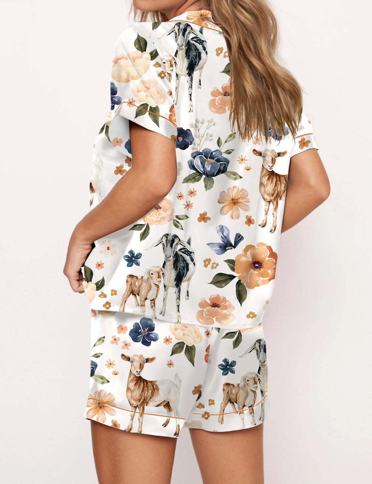 Goat Farm Floral Silky Satin Pajama Set For Women	
