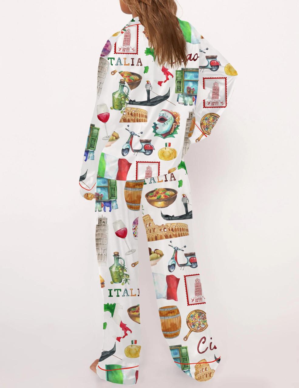 Rome Italy Travel Jubilee Satin Pajama Set For Women	