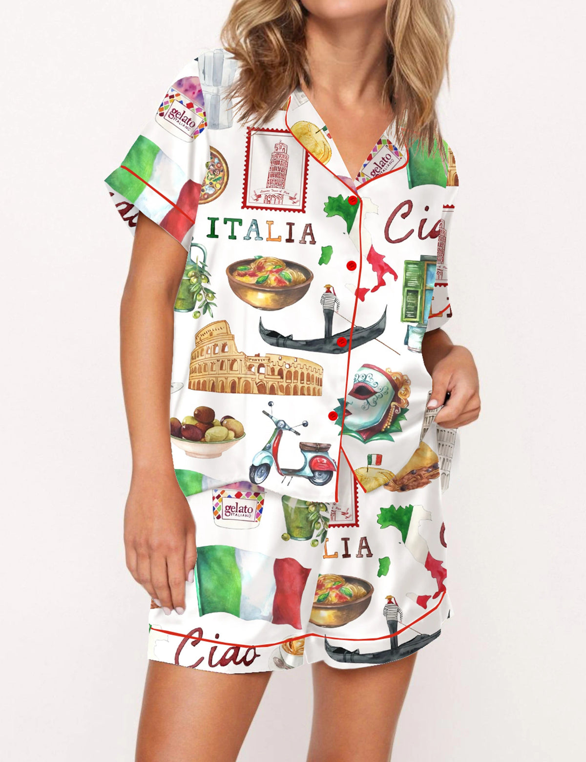 Rome Italy Travel Jubilee Satin Pajama Set For Women	