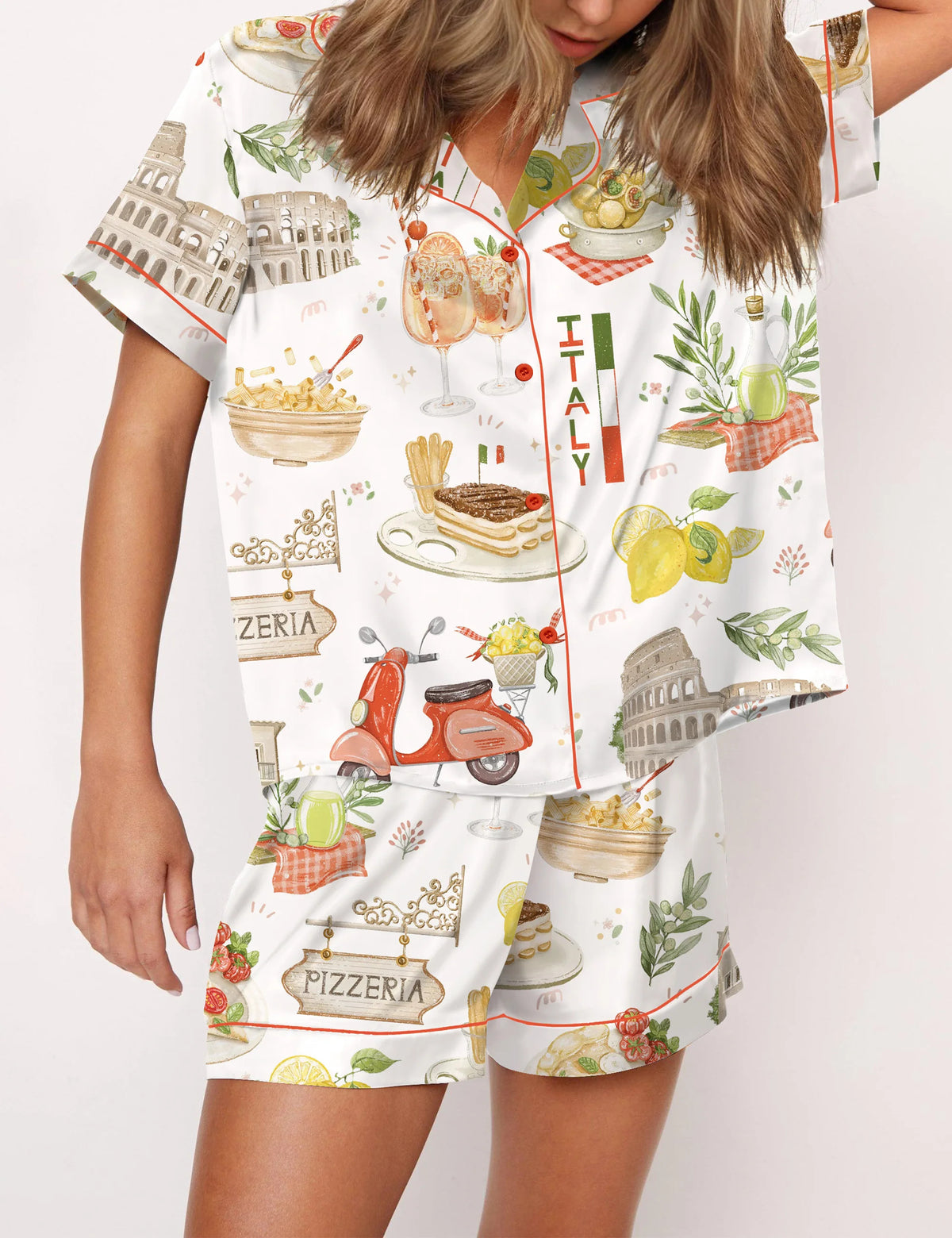 In Love With Italy Satin Pajama Set For Women	