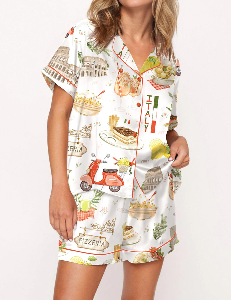 In Love With Italy Satin Pajama Set For Women	