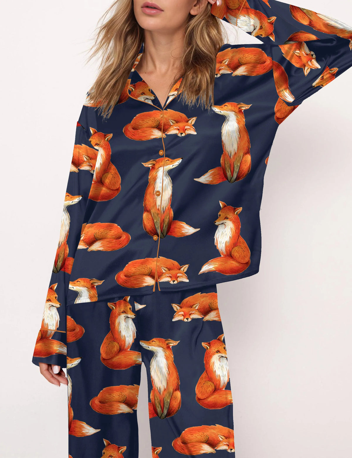 Fox Satin Pajama Set For Women	