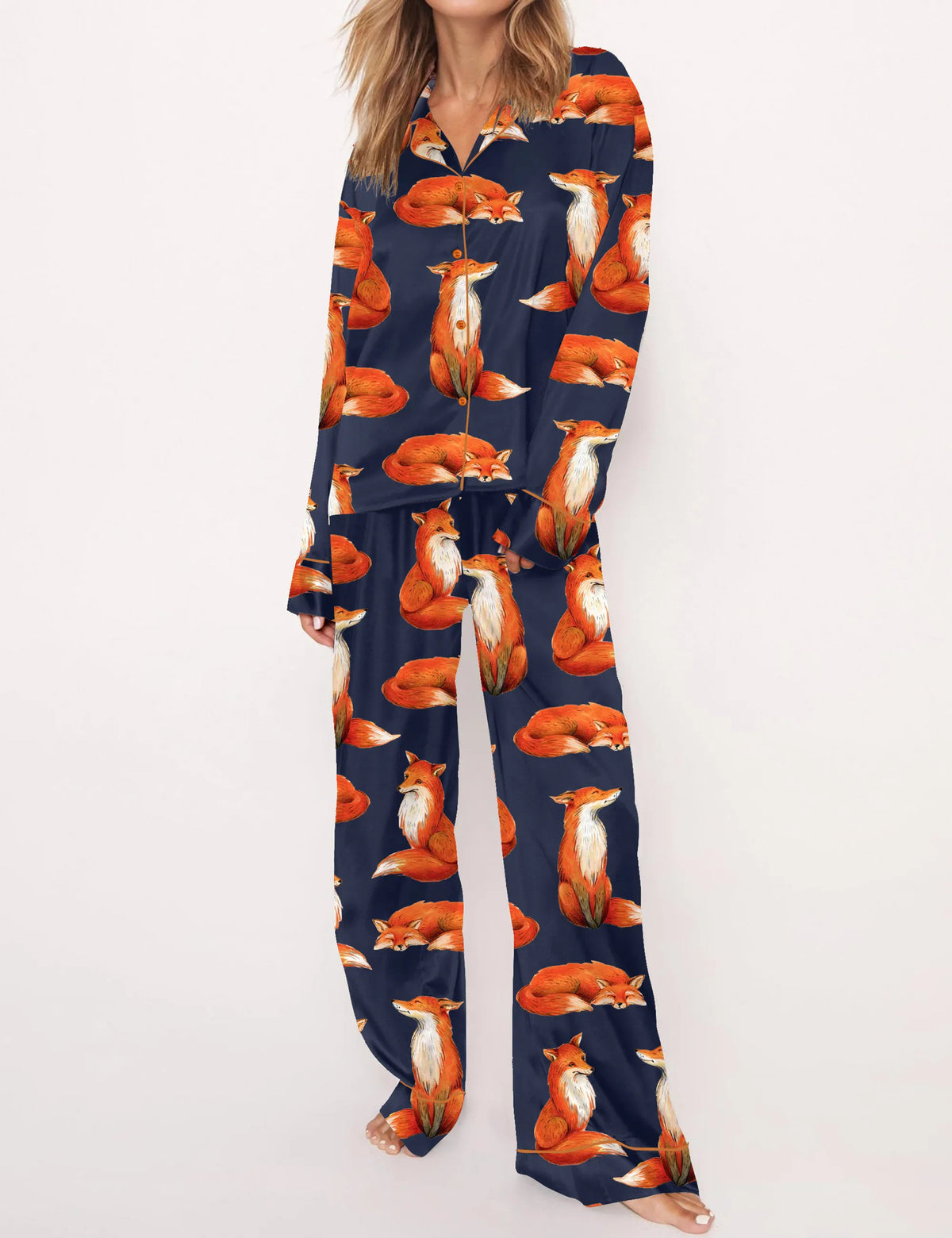 Fox Satin Pajama Set For Women	