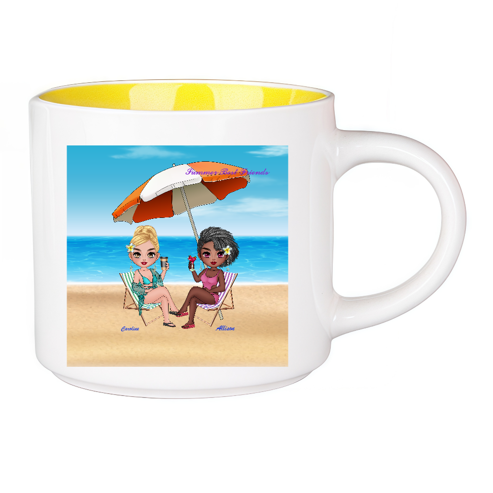 Personalized Cartoon Summer Best Friends Coffee Cup Ceramic Mug Birthday Gift for Friend