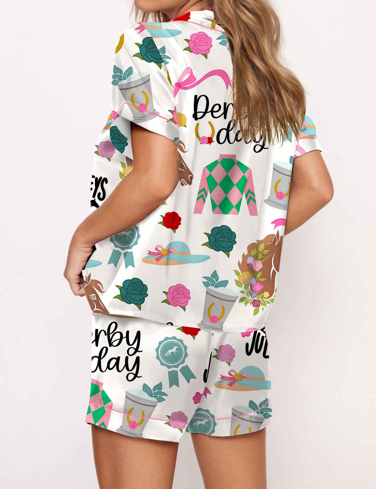 Kentucky Derby Satin Pajama Set For Women	