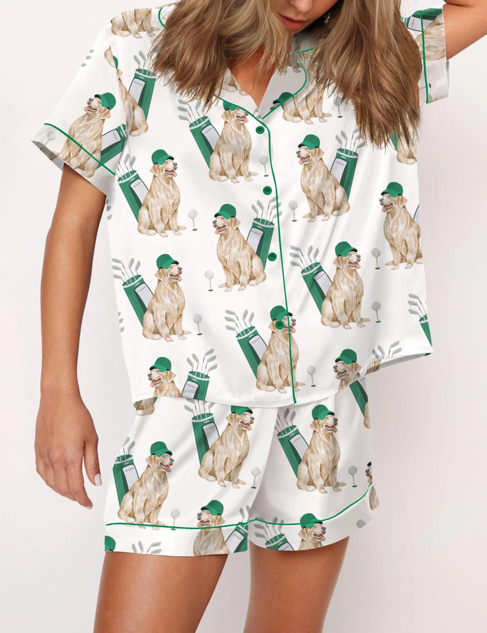 Golden Retriever Golf Satin Pajama Set For Women	
