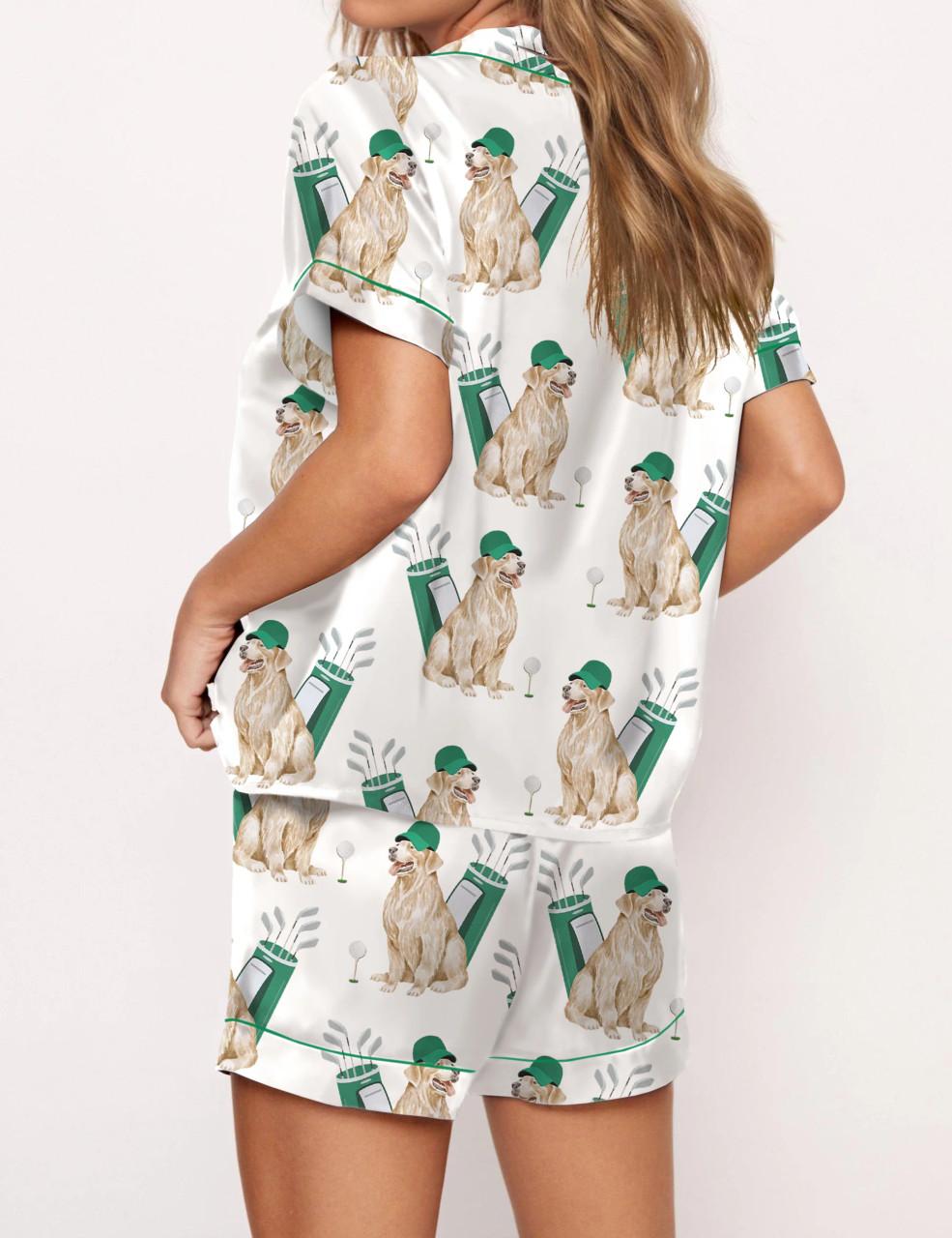 Golden Retriever Golf Satin Pajama Set For Women	