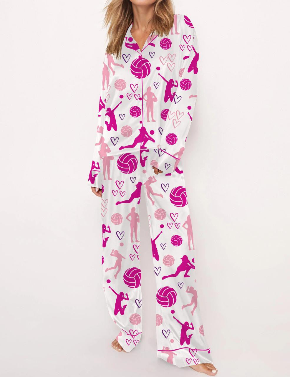 Volleyball Satin Pajama Set For Women	