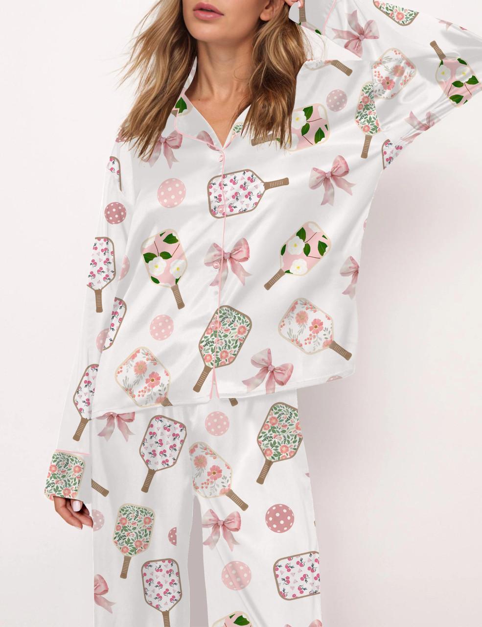 Coquette Pickleball Satin Pajama Set For Women	
