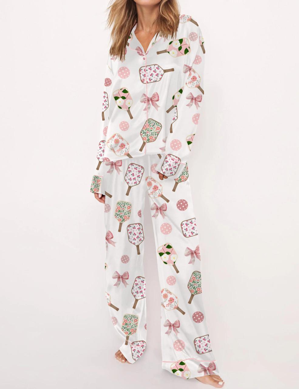 Coquette Pickleball Satin Pajama Set For Women	