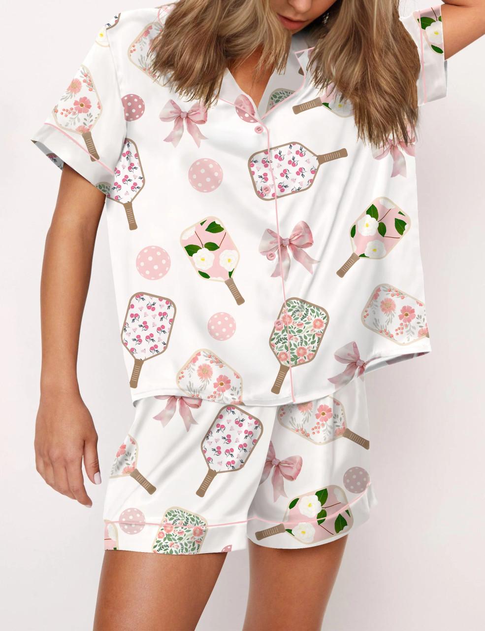 Coquette Pickleball Satin Pajama Set For Women	