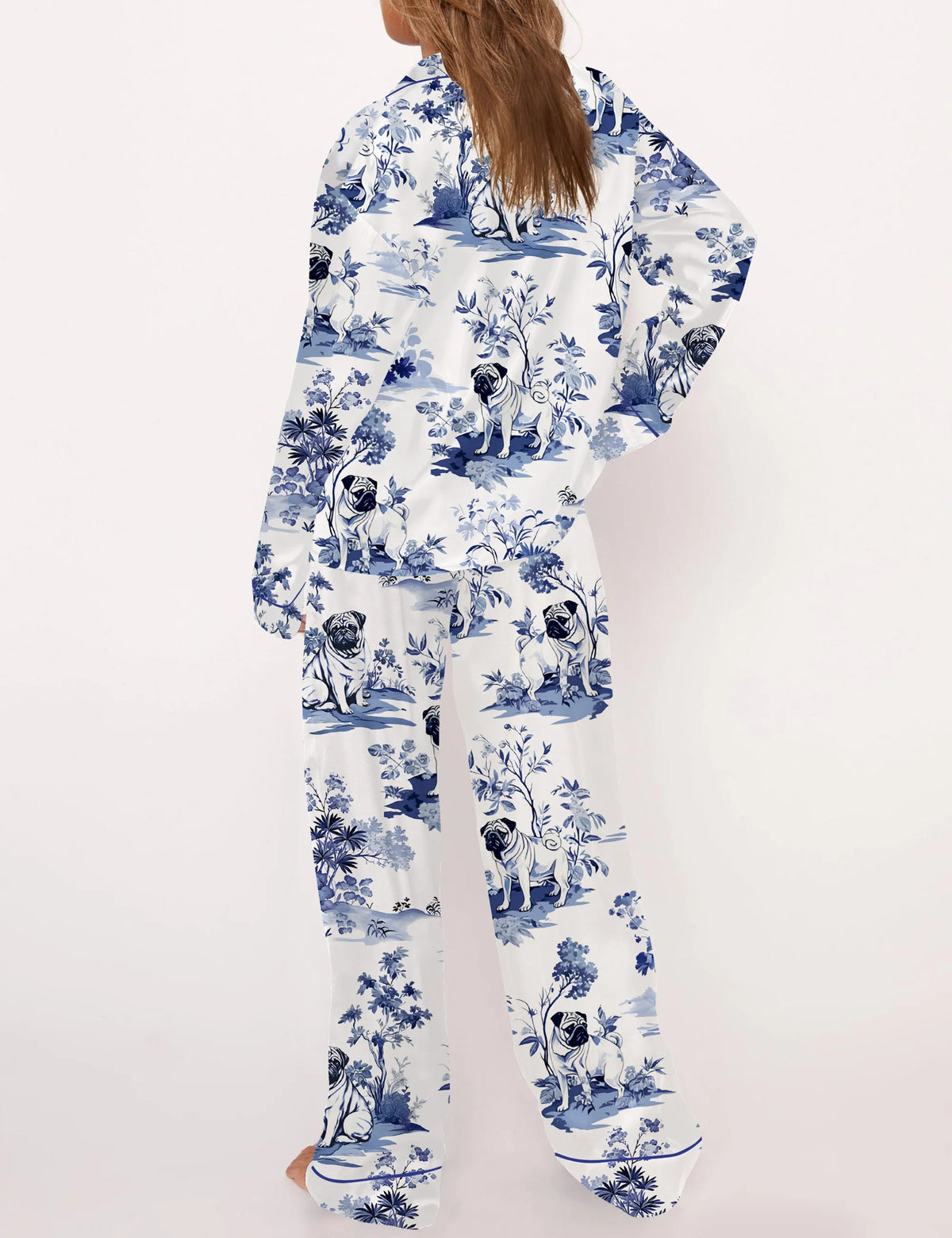 Pug Silky Satin Pajama Set For Women	