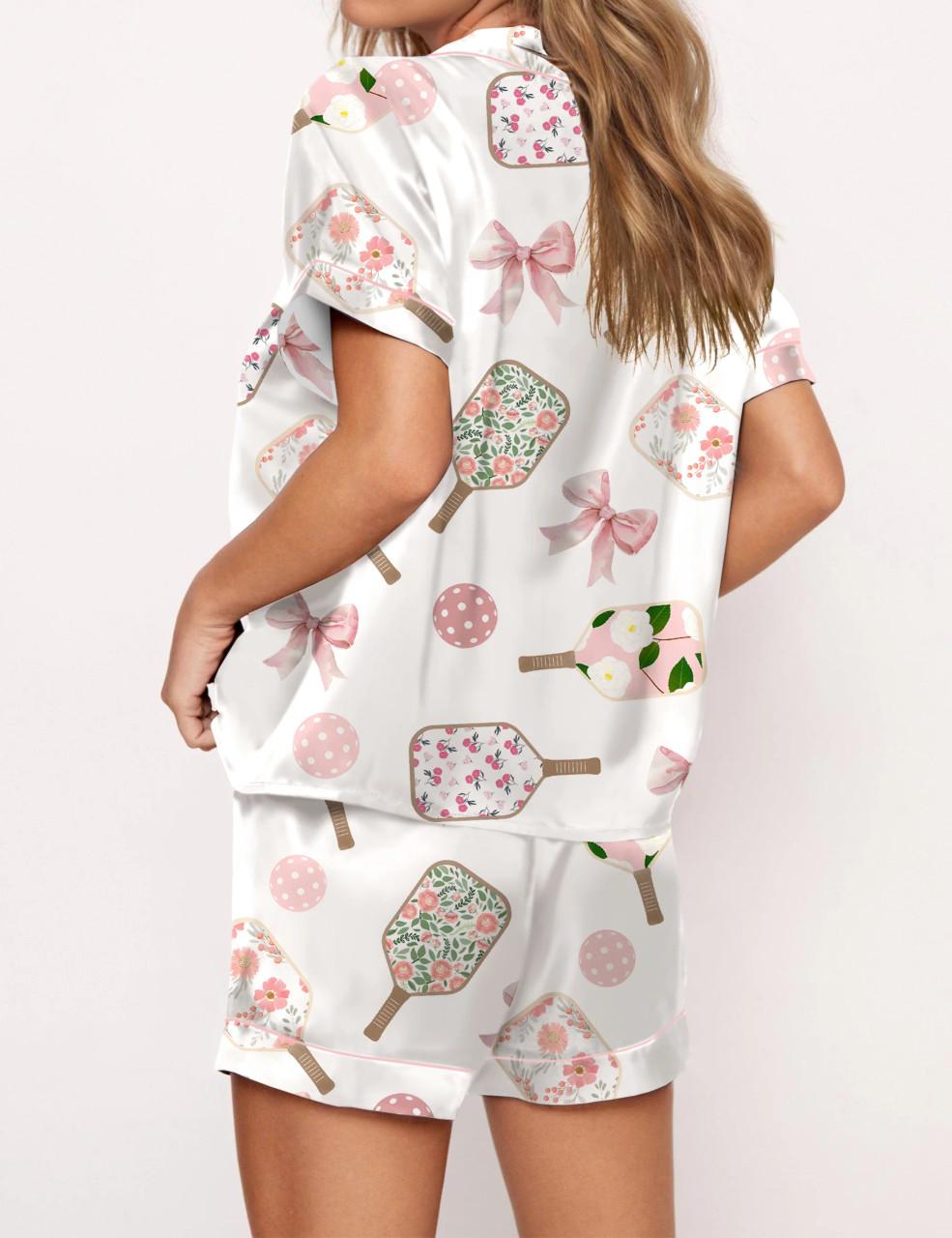 Coquette Pickleball Satin Pajama Set For Women	