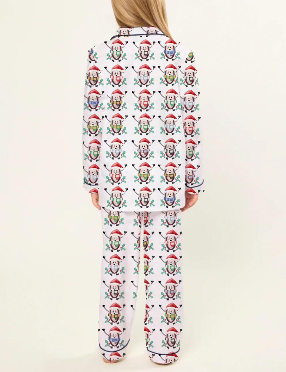 Cute Christmas Theme Kid's Silky Satin Pajama Set 