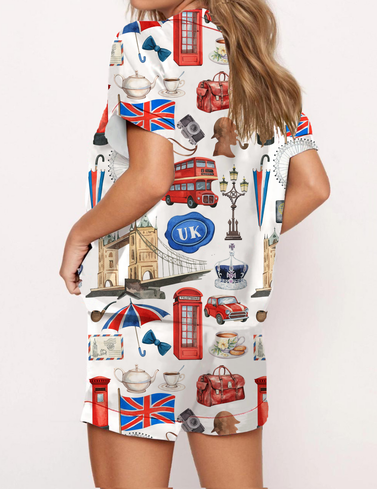 UK Travel Silky Satin Pajama Short Set For Women