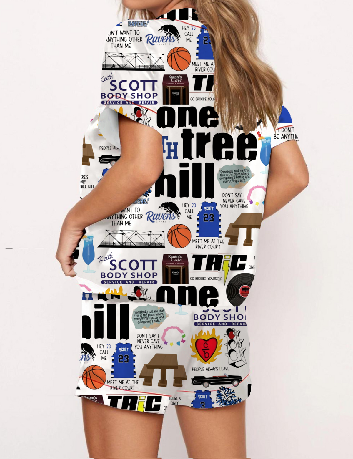 One Tree Hill Silky Satin Pajama Short Set For Women