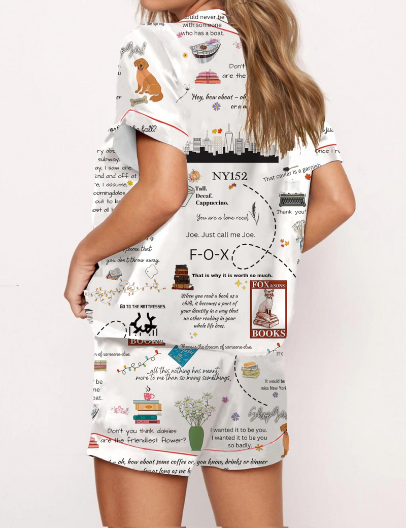 You've Got Mail Silky Satin Pajama Short Set For Women