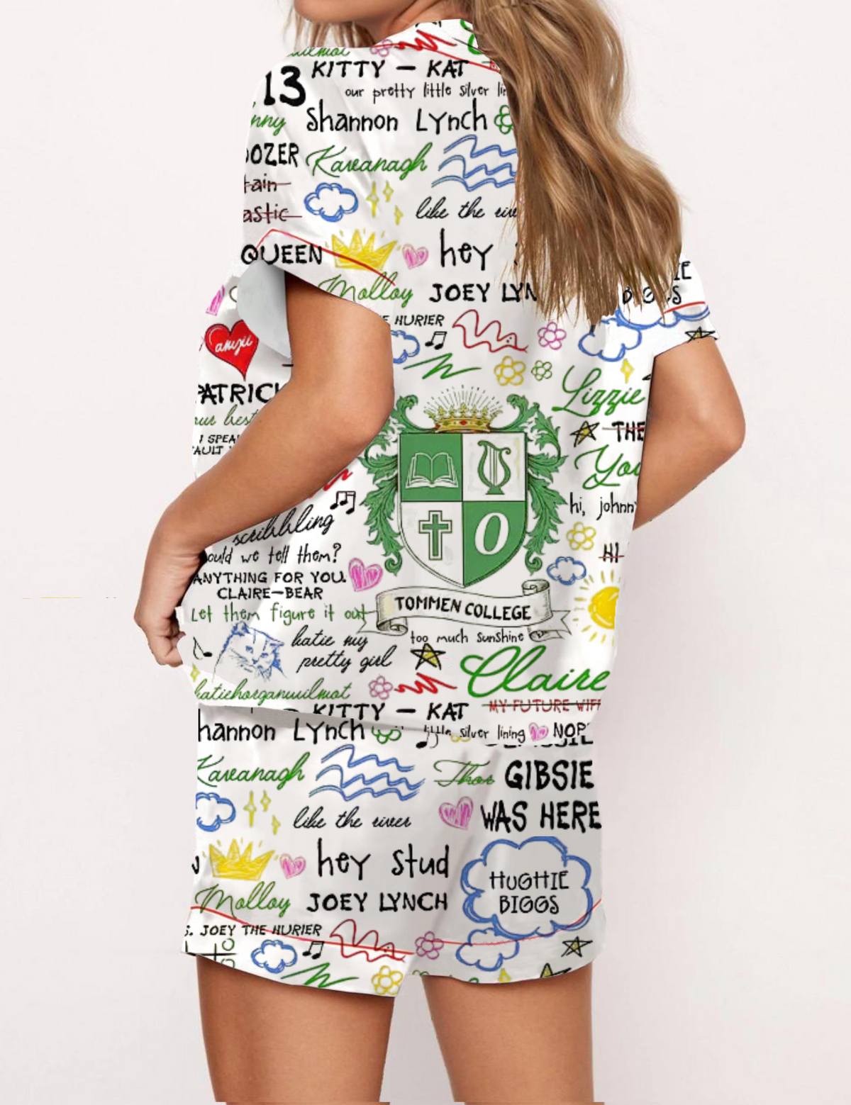 Tommen College Silky Satin Pajama Short Set For Women