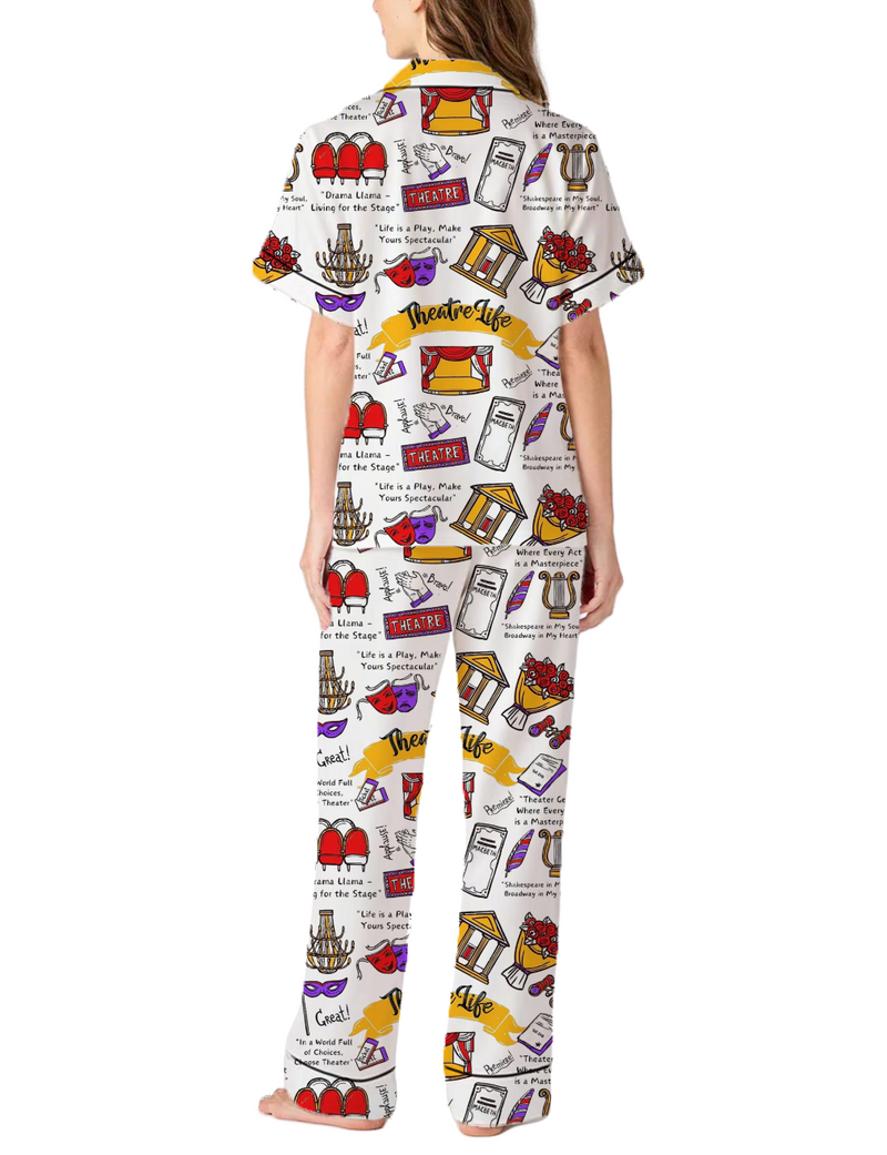 Theatre Life Theater Lover Silky Satin Pajama Pants Set For Women
