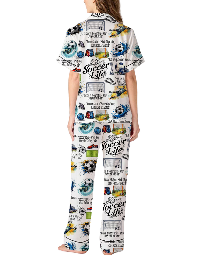 Soccer Life Silky Satin Pajama Pants Set For Women