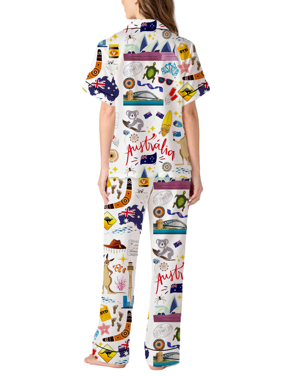 Australia Vacation Silky Satin Pajama Pants Set For Women