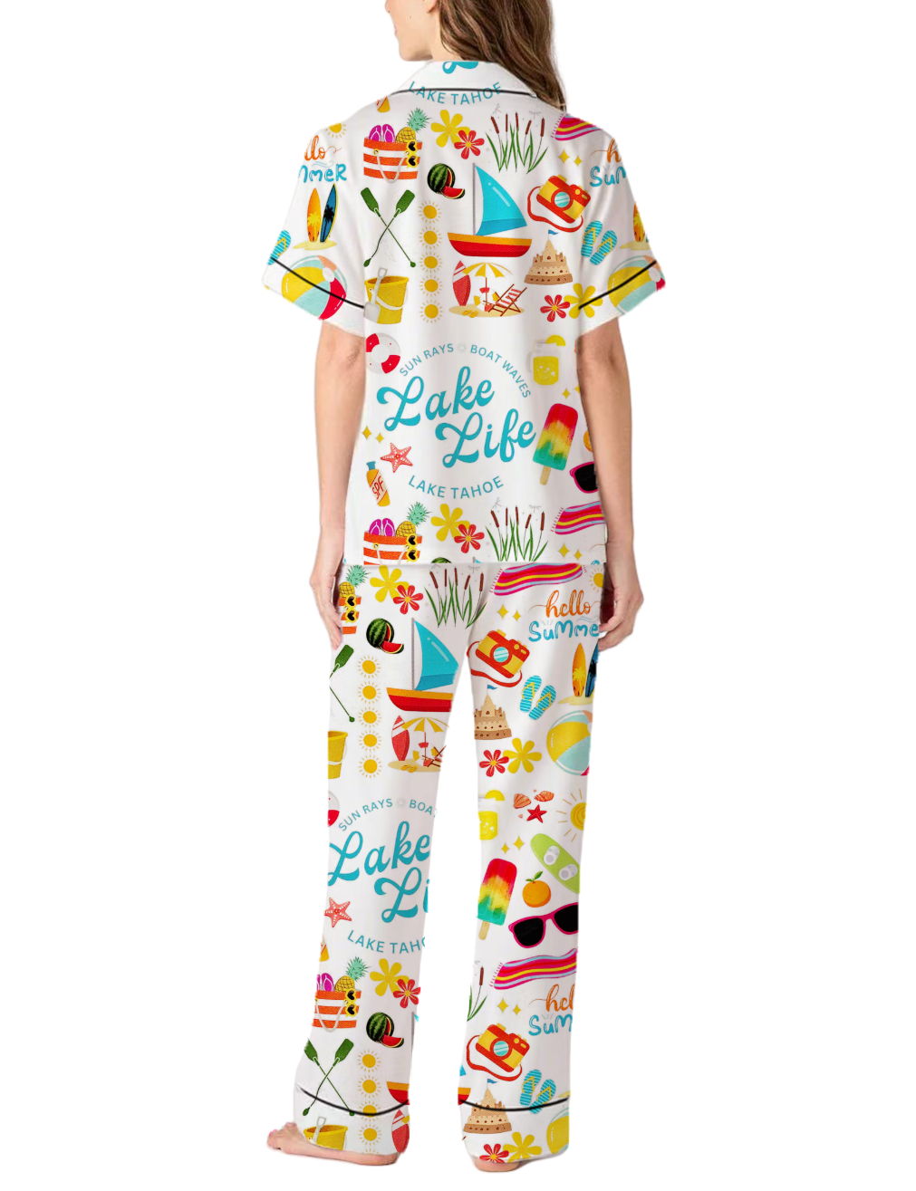 Lake Life Silky Satin Pajama Pants Set For Women