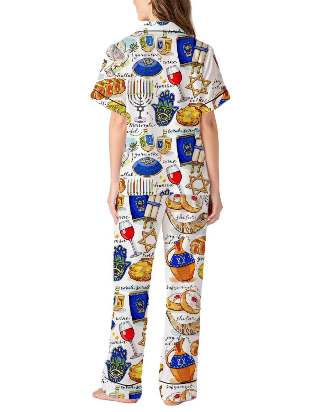 Hanukkah Silky Satin Pajama Pants Set For Women