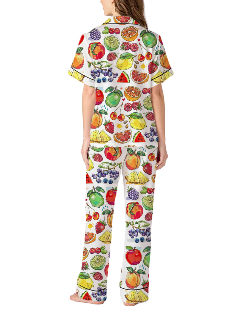 Fruits Silky Satin Pajama Pants Set For Women