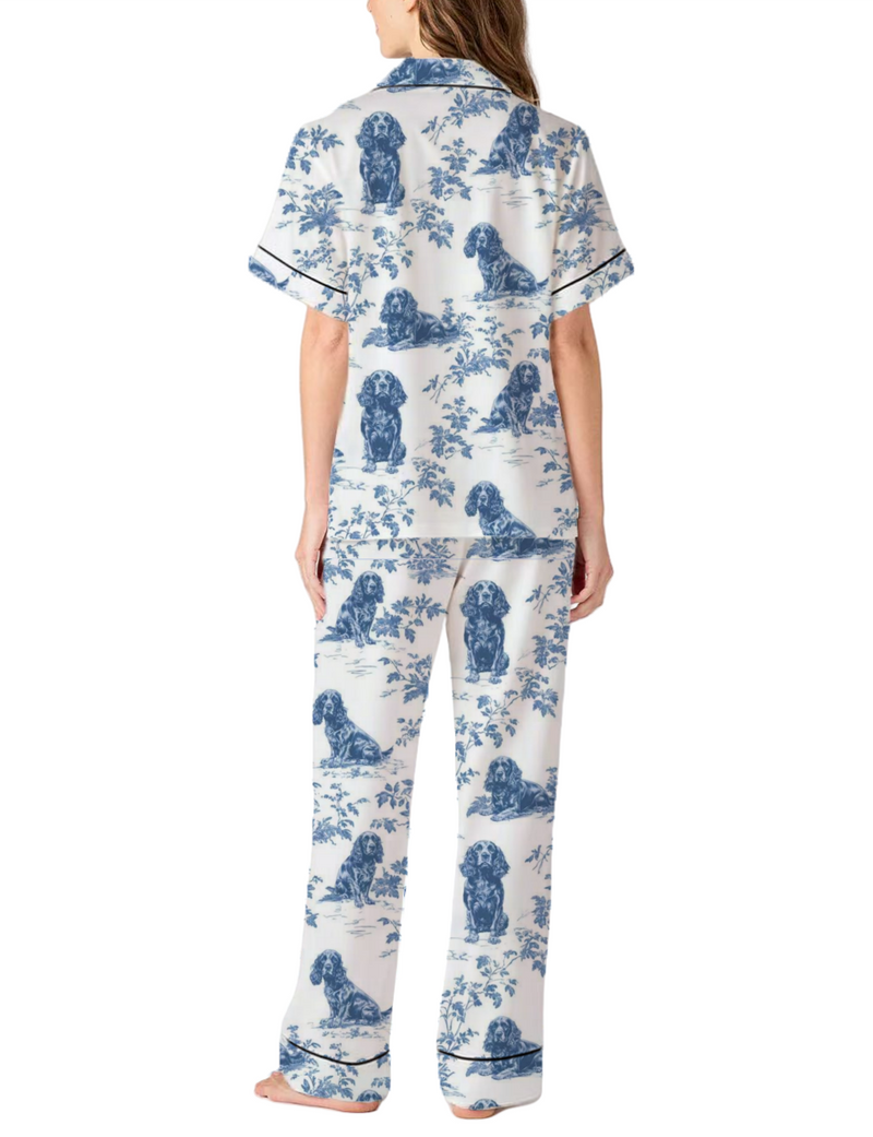 Boykin Spaniel Toile Silky Satin Pajama Pants Set For Women