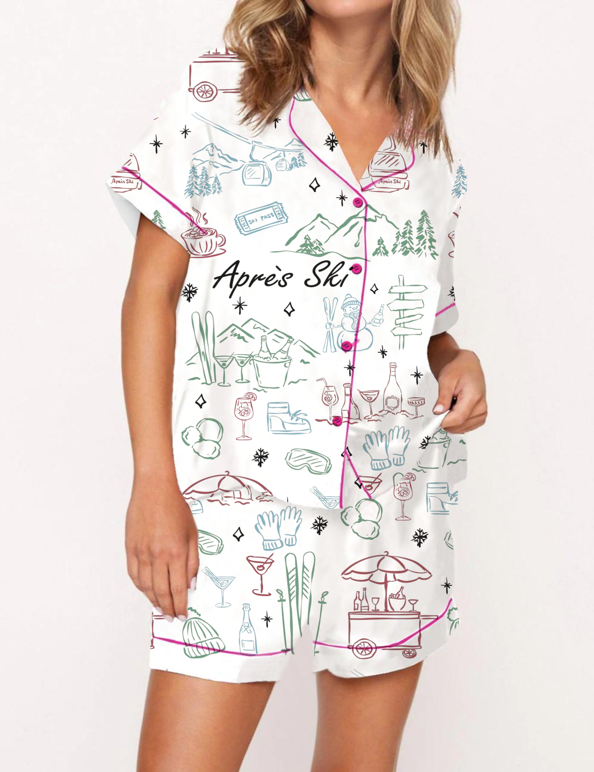Apr¨¨s Ski Toile Silky Satin Pajama Set For Women