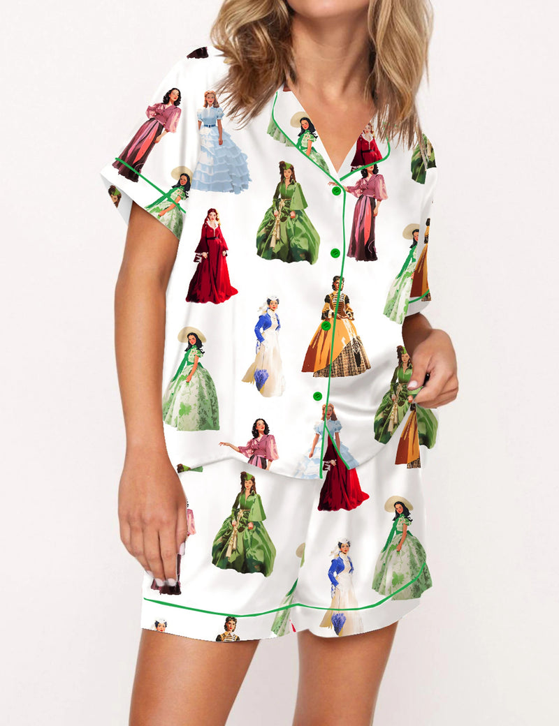 Scarlett Vintage Satin Pajama Set For Women	