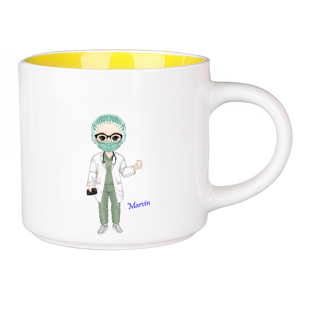 Personalized Cartoon Medical Character Coffee Cup Ceramic Mug Birthday Gratitude Gift for Nurse Doctor Medical Staff