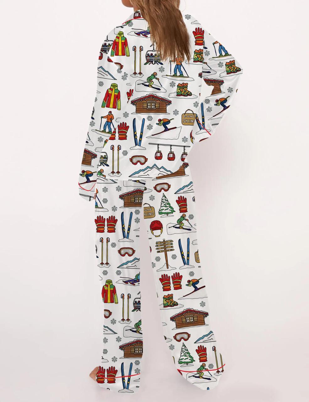 Skiing Theme Satin Pajama Set	