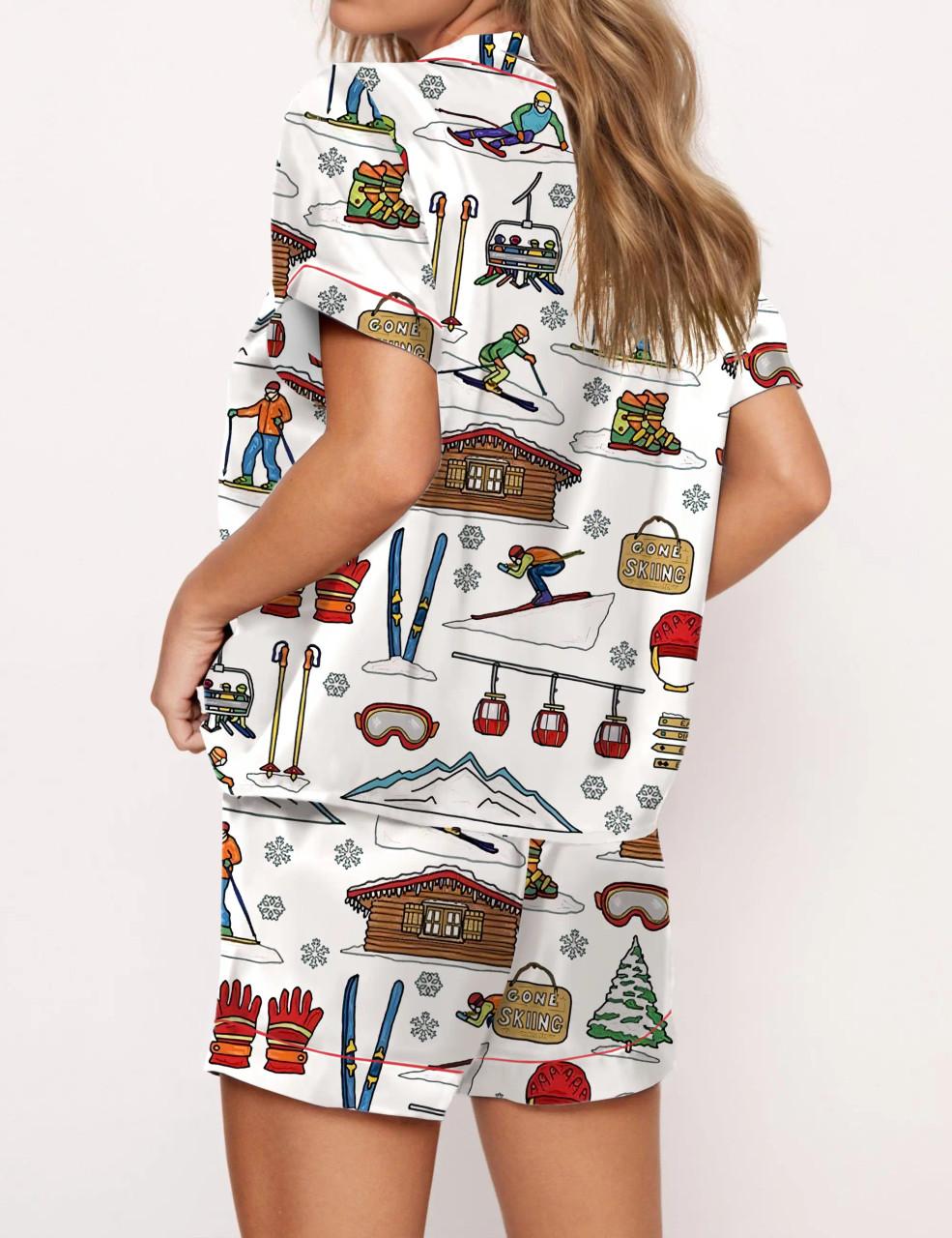 Skiing Theme Satin Pajama Set	