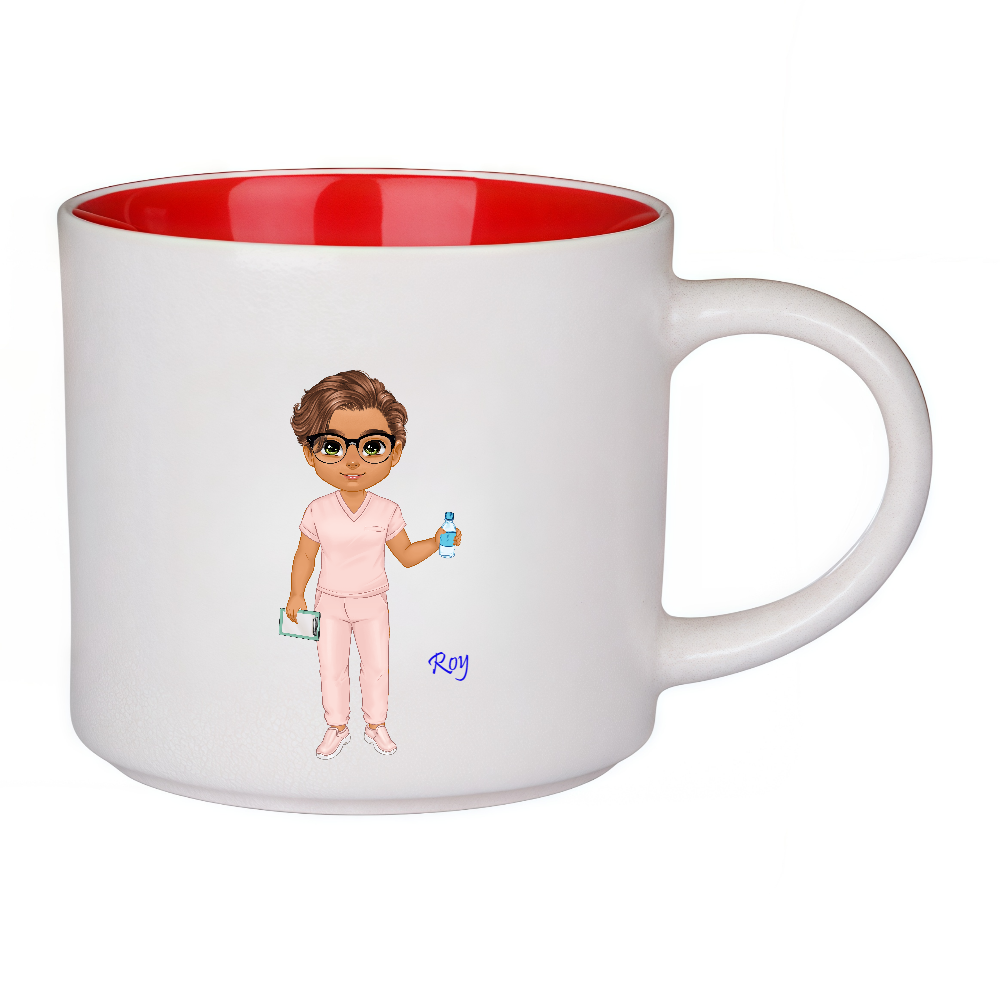 Personalized Cartoon Medical Character Coffee Cup Ceramic Mug Birthday Gratitude Gift for Nurse Doctor Medical Staff