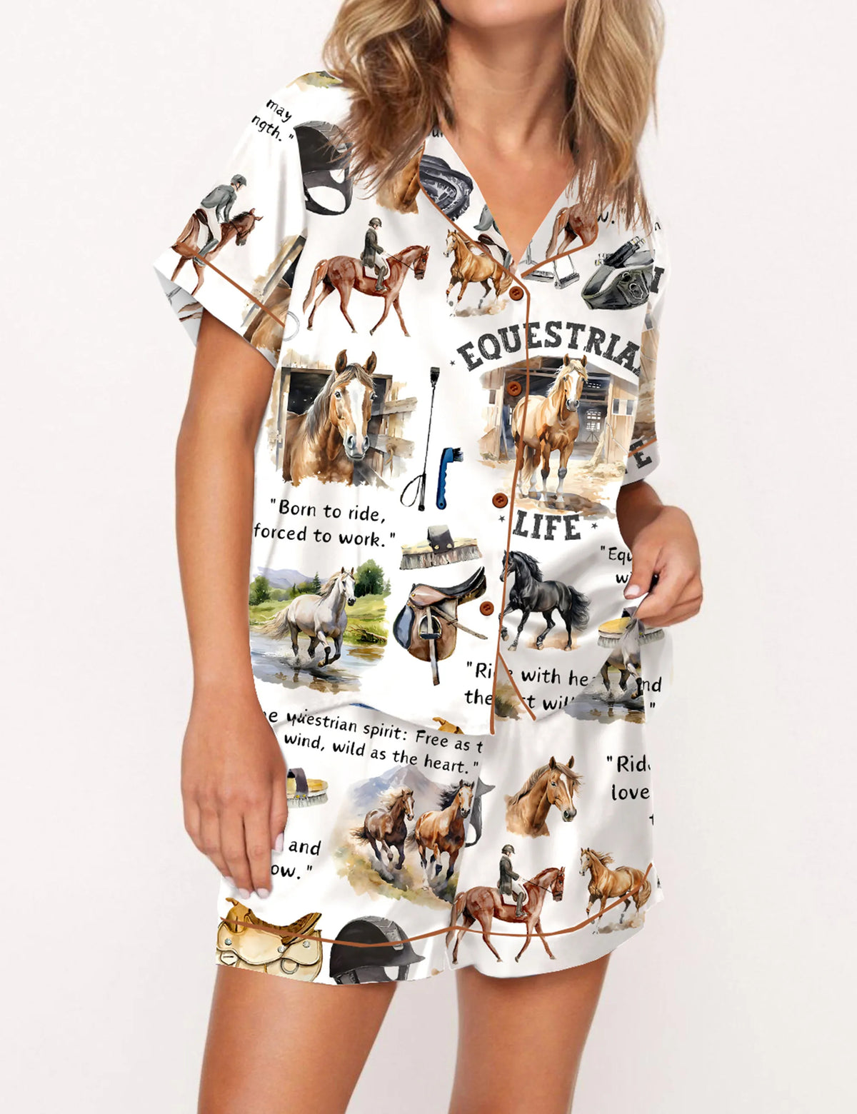 Equestrian Life Silky Satin Pajama Set For Women	