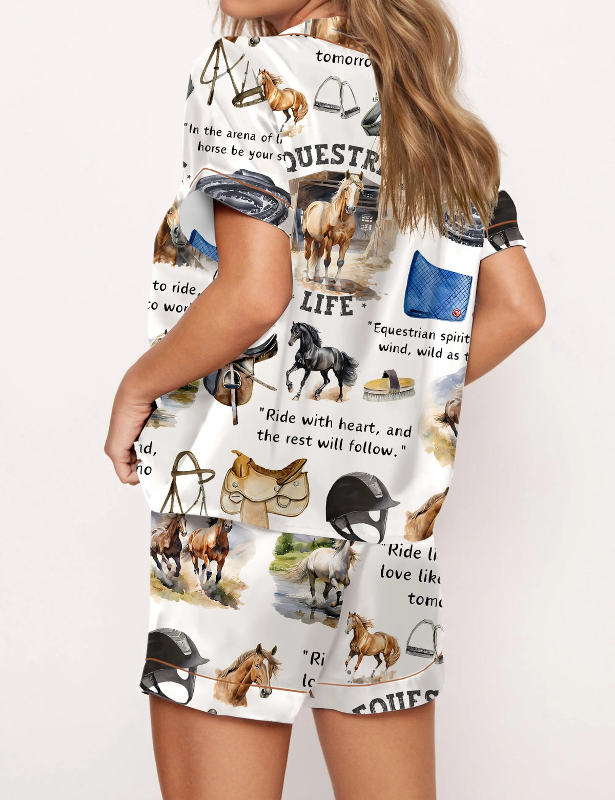 Equestrian Life Silky Satin Pajama Set For Women	